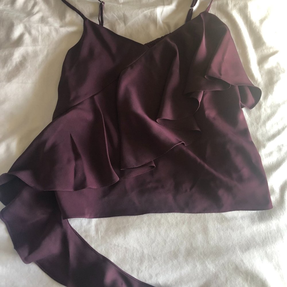 Off Fifth Ruffled Silk Crop Top NWT
